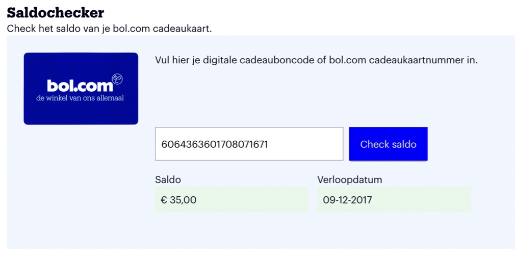 catalogus Koor rustig aan Bol.com cadeaukaart saldo checken - Uitleg & stappenplan - Cadeaubon service